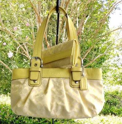Coach F13742 Yellow Soho Y2K Signature C Canvas Shoulder Bag w