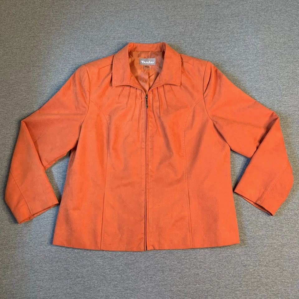 Lote de 2 CHAQUETAS TANJAY Tan Jay para mujer talla 14 naranja más marrón cremallera Foto 2 de 4