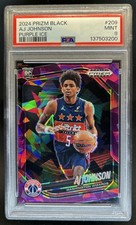 2024-25 Panini Prizm Black AJ Johnson RC Purple Ice Prizm #/149 Wizards PSA 9