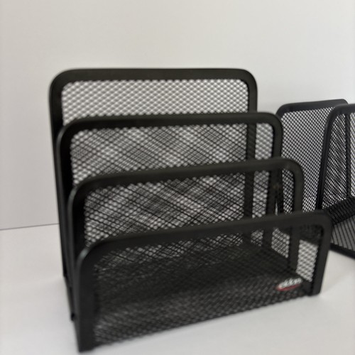 3 piece Mesh Desk Organizer Set Sturdy Office Black - Picture 2 of 5