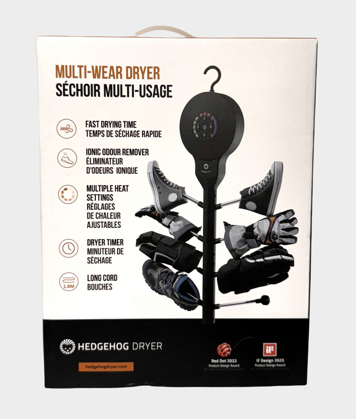 Secadora colgante multiuso Hedgehog con ajuste ajustable de calor y ventilador