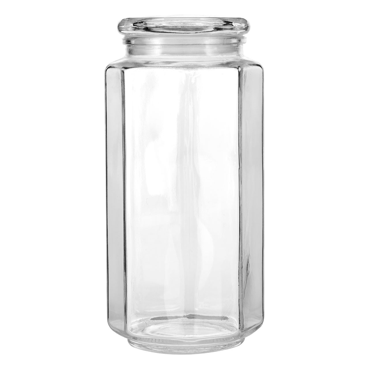 1300ML Airtight Pasta Rice Glass Hexagonal Clear Storage Jar Preserve Kitchen