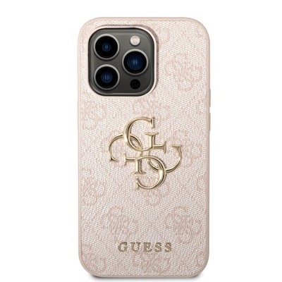 iPhone 14 Pro Max Hülle Guess PU 4G Metal Logo Schutzhülle Case Rosa