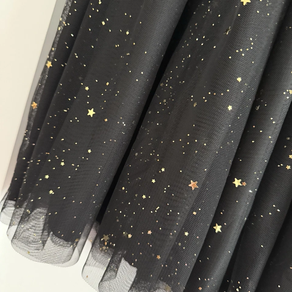 J. Crew Crew Cuts Size 8 Black Star flutter-sleeve dress with metallic foil New! - Image 4 of 4