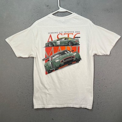 Vintage Aston Martin Sebring GT1 Winner 2005 Racing T-Shirt White Size Medium