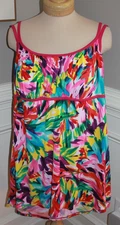 Catalina Womens 3X One Piece Hot pink Floral Skirted Swimdress Padded Shelf CUTE
