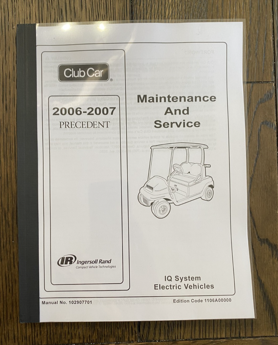 2006 2007 Electric Golf Cart Workshop Manual Club Car Precedent IQ