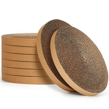 8 Pieces Corrugated Cardboard Cat Scratcher Round Cat Scratcher Refill Scratc...