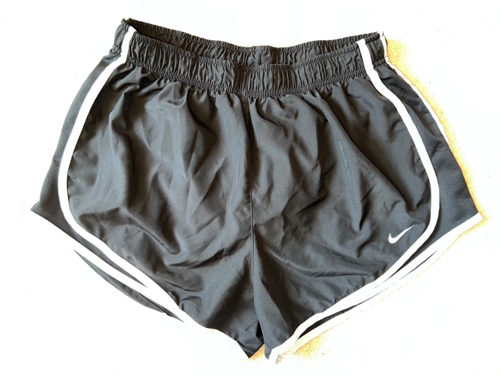 SHORTS - Nike - Dri-Fit - Athletic - Elastic Waist - Black/White - Large-image