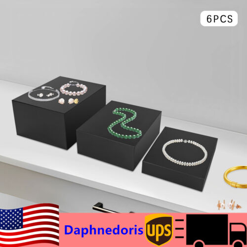 6x Acrylic Cube Display Nesting Riser Stands Display Stands with Hollow Bottoms