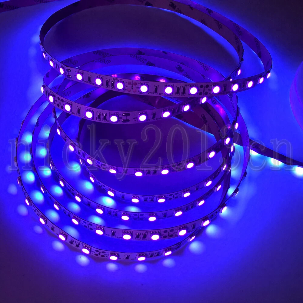 12V 24V 5M UV LED Flexible Strip Light Tape 300LEDs Ultraviolet 395-405nm 16FT