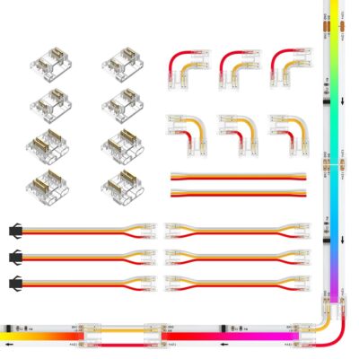 Fcob 10mm 3pin Connectors Kit For Ws2811 Ic Rgb+ Di Gnd 630leds/m Cob Led Stri