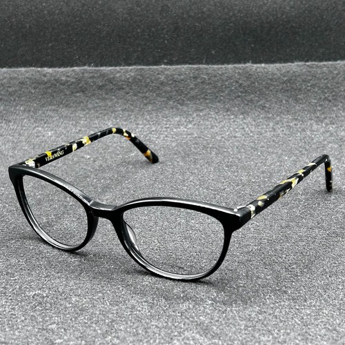 Vera Wang V379 Eyeglasses **FRAME ONLY** Black w/ Amber 51-17-135 Used