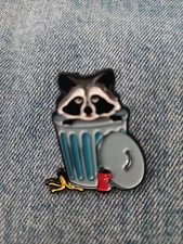 RACCOON IN TRASH CAN ENAMEL PIN -SHIP ALL THE PINS YOU BUY FOR $4.99-VISIT STORE