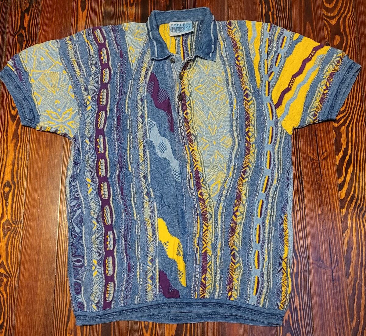 Coogi Australia Blues Short Sleeve Polo Sweater Tag size L Coogi Australia Blues Short Sleeve Polo Sweater Tag size L