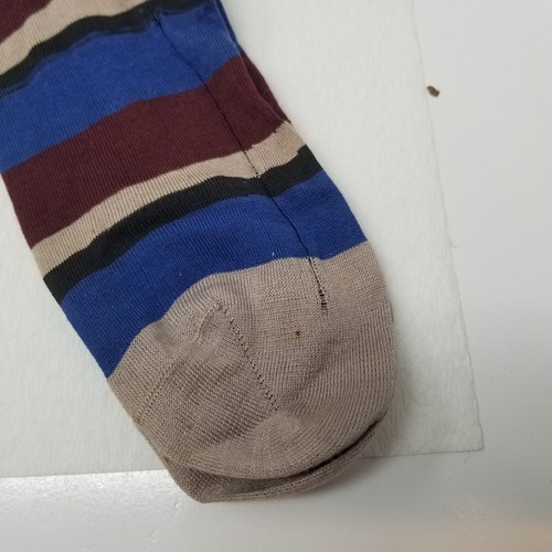1970s Striped Geek Chic Crew Socks Maroon Navy Blue Taupe Retro Irregular Vtg - Picture 8 of 13