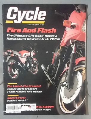 1983 AUGUST CYCLE MAGAZINE KAWASAKI GPZ ZX750 MOTO X UNI TRAK