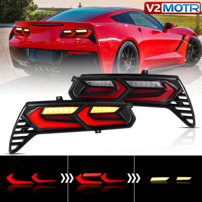 C7 Rear Sequential LED Taillights For 2014-19 Chevrolet corvette C7 Rear Lamps w/Dynamic ...