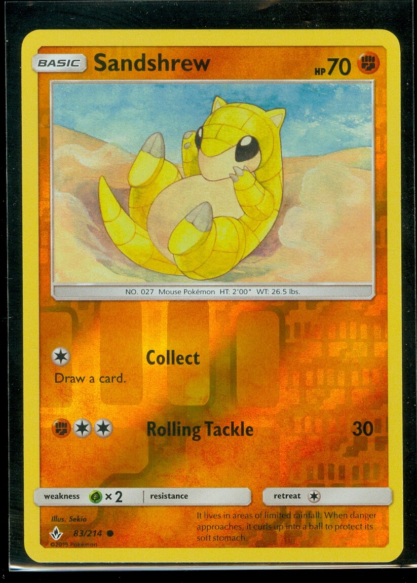 Pokemon SANDSHREW 83/214 Unbroken Bonds Rev Holo - MINT