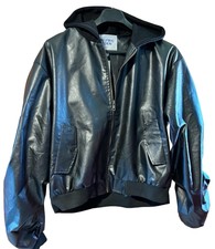 Aelfric Eden Faux Leather Black Hoodie Jacket Nwt Oversized Medium