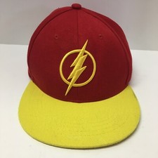 DC Comics The Flash Baseball Snapback Cap Red Yellow Bill Hat Six Flags