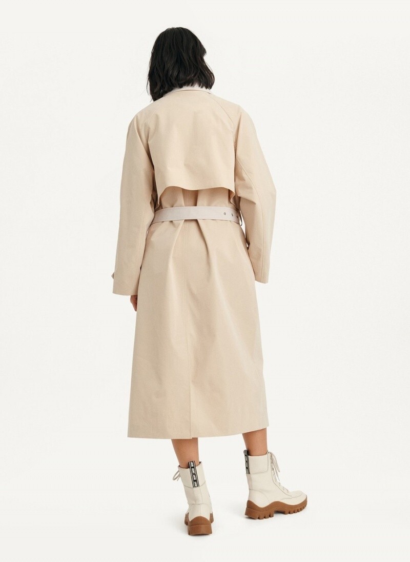 DKNY ベージュ ロングコート NWT $325 DKNY Classic Colorblock Crinkle Trench Coat XL | eBay