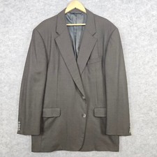 Hickey Freeman Men's Dark Brown/Green Nailhead Blazer Size 48L 100 Wool FLAWS