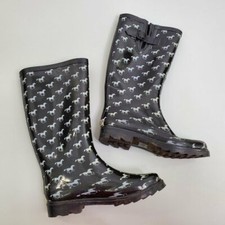 Smoky Mountain Rain Boots 9 Horses Black White Tall Waterproof Western Rubber