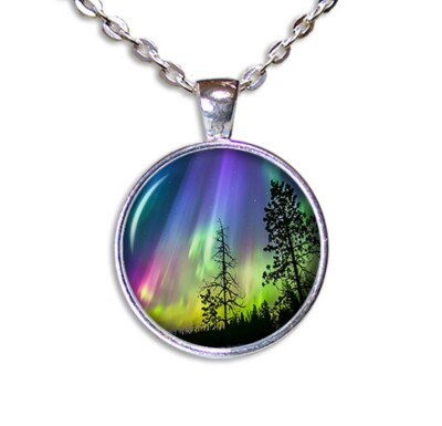 Northern Lights Celestial Aurora Borealis Handmade Glass Pendant Necklace Nature