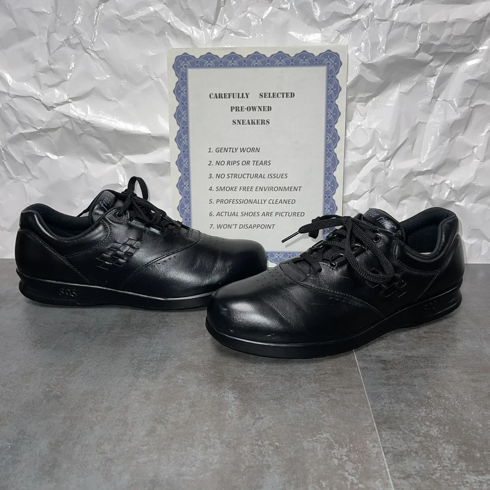 Zapatos para caminar estrechos de cuero negro para mujer SAS Free Time talla 9,5N Foto 3 de 4