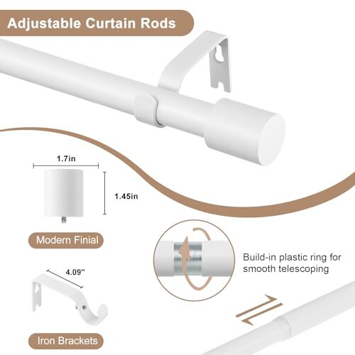 White curtain rods for windows 28 to 48 inch2 3 4ft1 inch adjustable