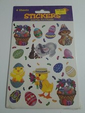 Vintage Beistle Stickers 4 Sheets Pack - Easter Chocolate Eggs Bunnies Chicks