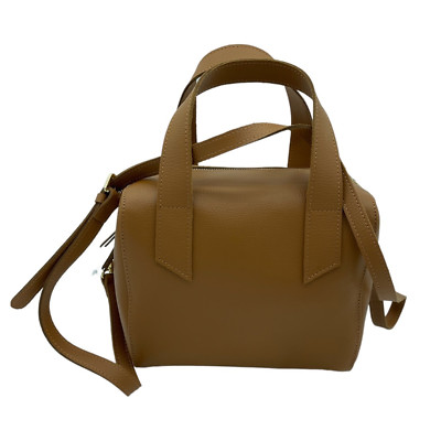 Mark & Graham Womens Shoulder Bag Brown Pebbled Leather Footed Italy S New