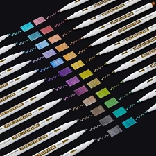 Metallic Marker Pens 24 Colors Metallic Paint Markers Fine Point for DIY Card...