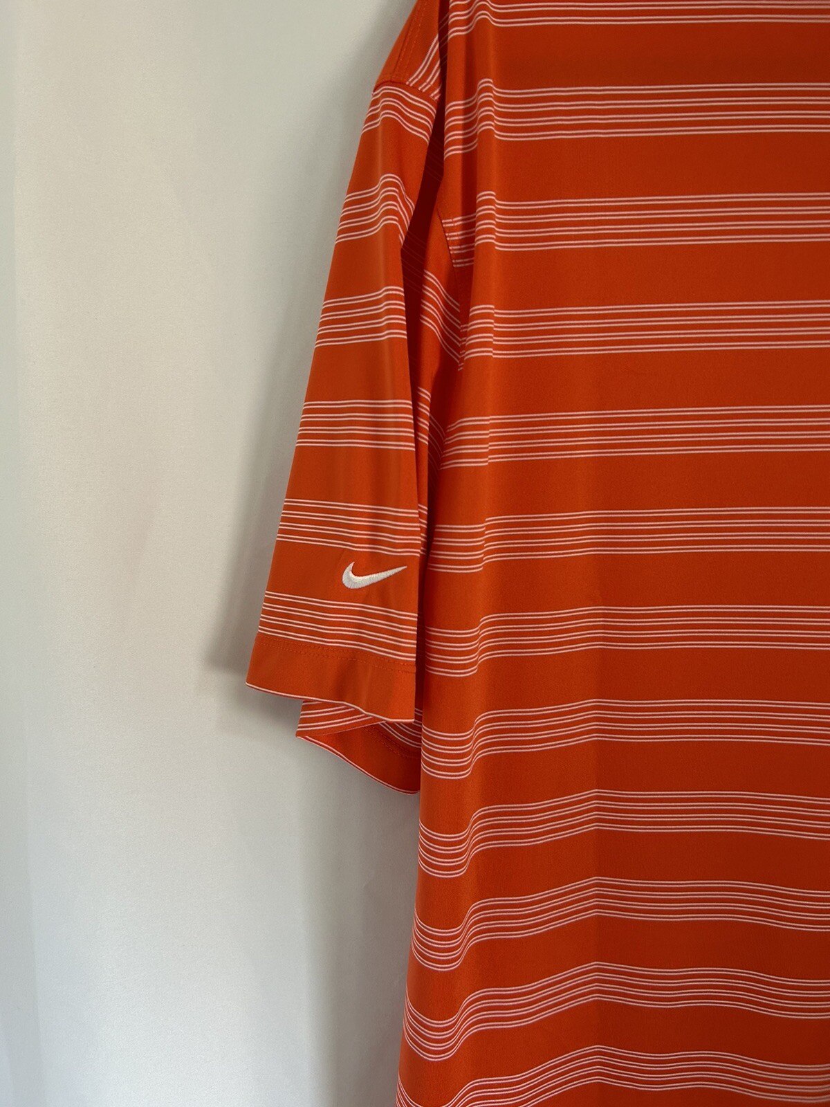 NIKE TOUR PERFORMANCE Orange White Striped Polo Shirt Dri-Fit Size XL thumbnail 4