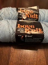 2 Skeins Love Knit Vintage Yarn From 1981 Baby Blue