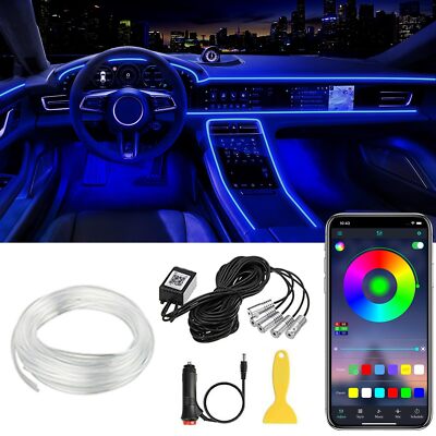 Interior Car LED Strip Lights APP Control 5 in 1 RGB 16 Million Colors Ambien...