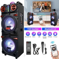 4500W Dual 10" Subwoofer Portable Bluetooth Party Speaker With Remote Light Mic