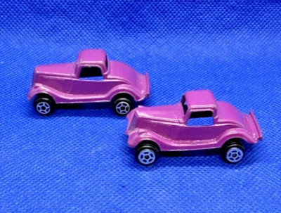 Vintage Tootsietoy Ford Vicky Metal Car Set of 2 Purple Diecast Cars