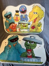 2 Vintage 1982 Sesame Street Double-Sided Activity Placemat 17 1/2" x 12"