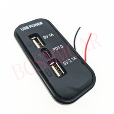 3 Port 18W PD Type-C Dual USB Car Truck Charger Socket Power Adapter Accessories