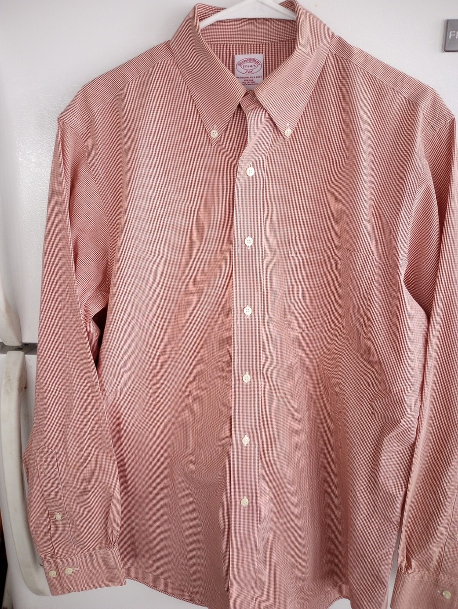BROOKS BROTHERS Slim Fit Non Iron Orange Cotton Dress Shirt 15.5 4/5 | eBay
