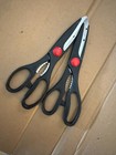 2 pair of Black Kitchen Shears Scissors w/ Nut Cracker Stainless Blade 8"L