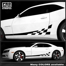Chevrolet Camaro Checkered Rocker Panel Side Stripes Decals 2014 2015 Pro Motor