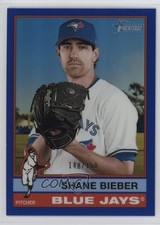 2025 Topps Heritage High Number Chrome Light Blue Sparkle Shane Bieber #609