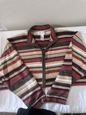 Indie Grandma Grunge, Mock Neck Cardigan Natural colors, Full Zip, 2X Plus