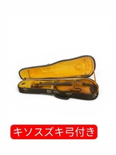 Wooden violin with half size scratched Suzuki bow