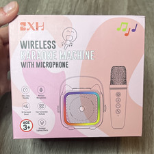 SXH Wireless Portable Karaoke System w/ Micro Speaker 5D Sound, LED Pink- CAT