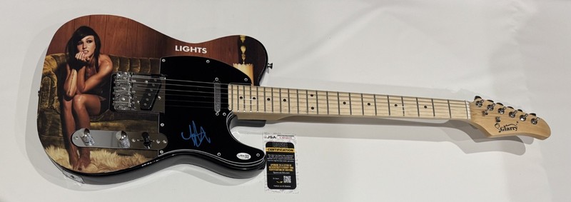 LIGHTS VALERIE POXLEITNER SIGNED CUSTOM  ELECTRIC GUITAR JSA COA