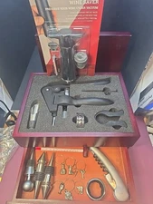 15 Piece La Vigna Wine Opener & Accessories Set Wood Box w/drawer & "Extras"